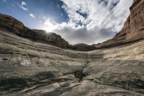 Clouds over canyon in Moab