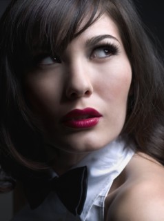 Close up of Mixed Race woman looking up