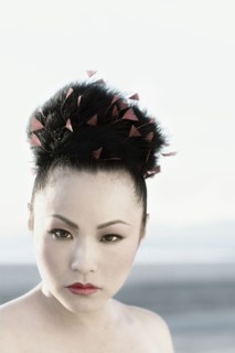 Asian woman with hair up