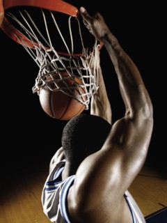 African basketball player scoring