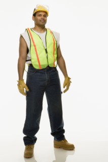 Studio shot of man in construction gear
