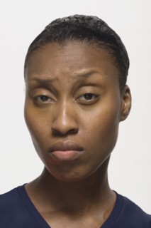 African American woman looking skeptical