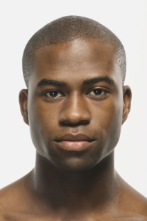 Close up of African American man's face