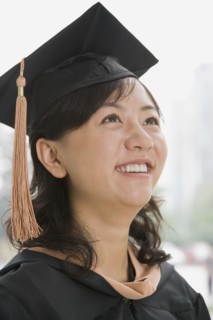 Chinese graduate in cap and gown