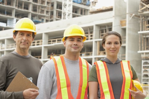 Construction workers on construction site