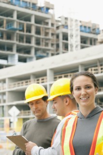 Construction workers on construction site