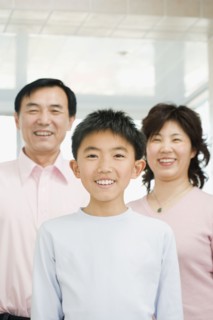 Chinese family smiling
