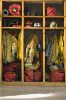 Firemen's gear at firehouse
