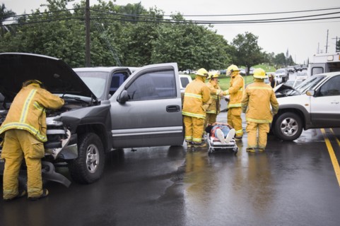 Firefighters at accident scene