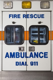 Rear view of ambulance