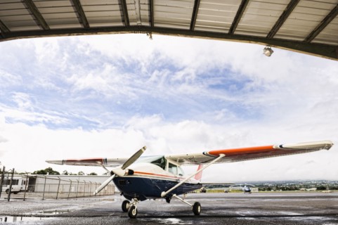 Small plane in hangar