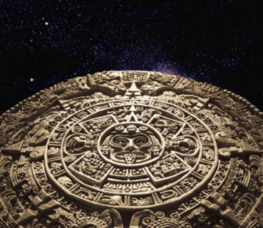 Aztec calendar stone carving in space