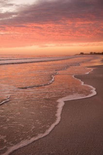 Sunset over tranquil beach