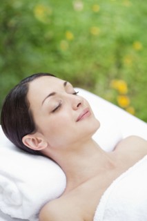 Caucasian woman waiting for spa treatment