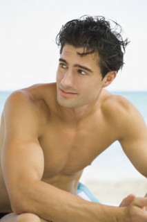 Caucasian man sitting outdoors
