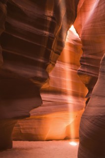 Light streaming through rock formations
