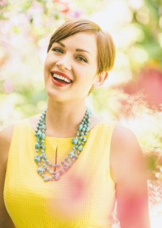 Caucasian woman smiling outdoors