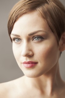 Close up of face of Caucasian woman