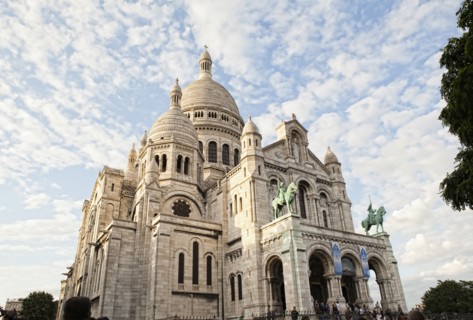 Low angle view of ornate church and dome