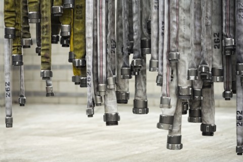 Detail of hanging fire hoses