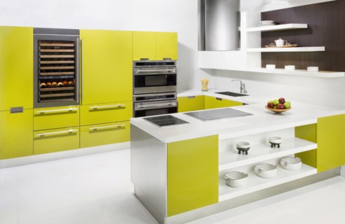 Countertops and oven in modern kitchen