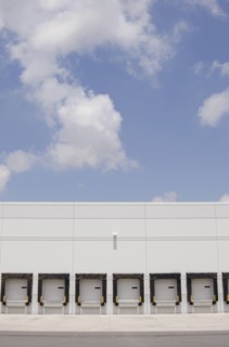 Loading docks under blue sky