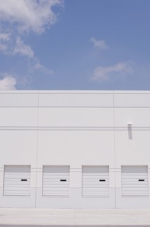 Loading docks under blue sky