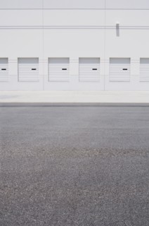 Loading docks and empty parking lot