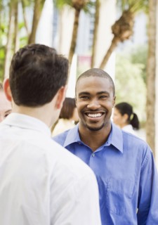 Smiling business people outdoors