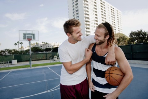 Caucasian man on basketball court
