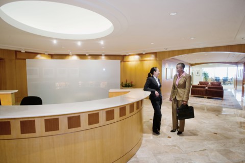 Businesswomen talking in office