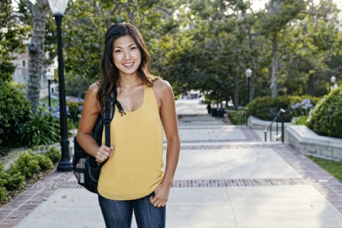 Korean student smiling on campus
