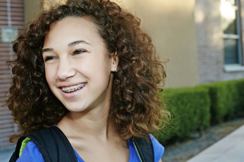 Mixed race girl smiling