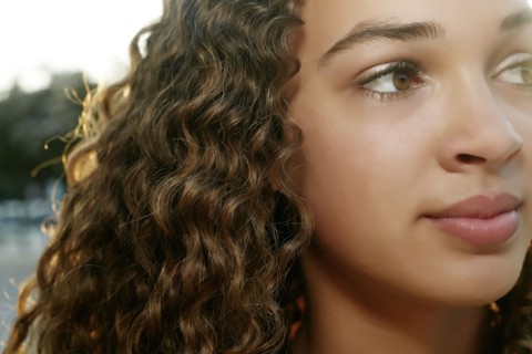 Mixed race girl smiling