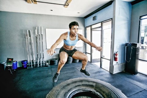 Woman working out in gym