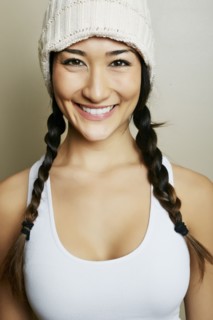 Mixed race woman smiling