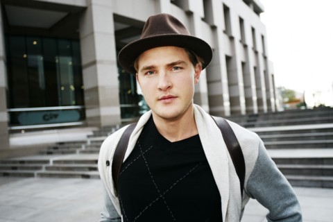 Caucasian businessman walking outdoors