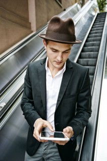 Caucasian businessman using digital tablet