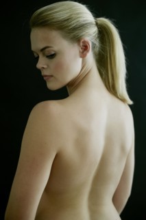 Rear view of naked Caucasian woman