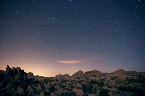 Stars in sky over desert