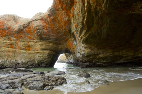 Rock formations on coastline