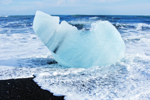 Glacier melting on arctic beach