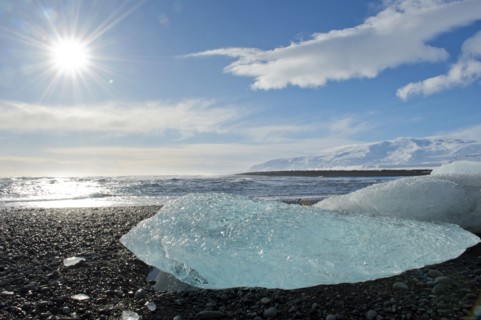 Glaciers melting on arctic beach