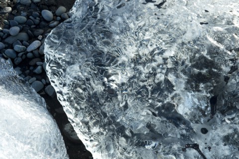 Glaciers melting on arctic beach