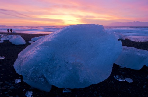 Glaciers melting on arctic beach