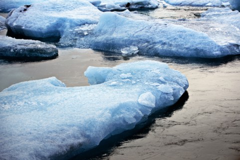 Glaciers floating in arctic water