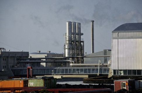 Power plant smoke stacks