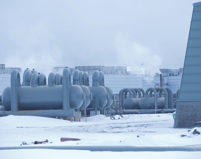 Power plant in arctic landscape