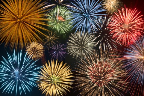 Fireworks exploding in night sky