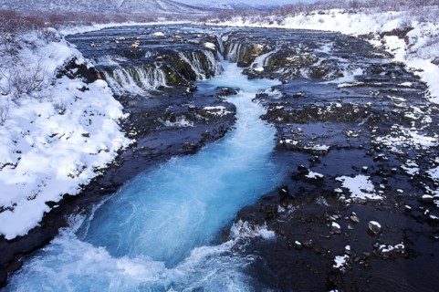 River flowing from waterfall